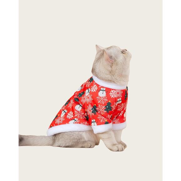 Christmas Snowflake Print Costume Dog/Cat Suit Warm Coat Animal Pet Clothes - Picture 4 of 10